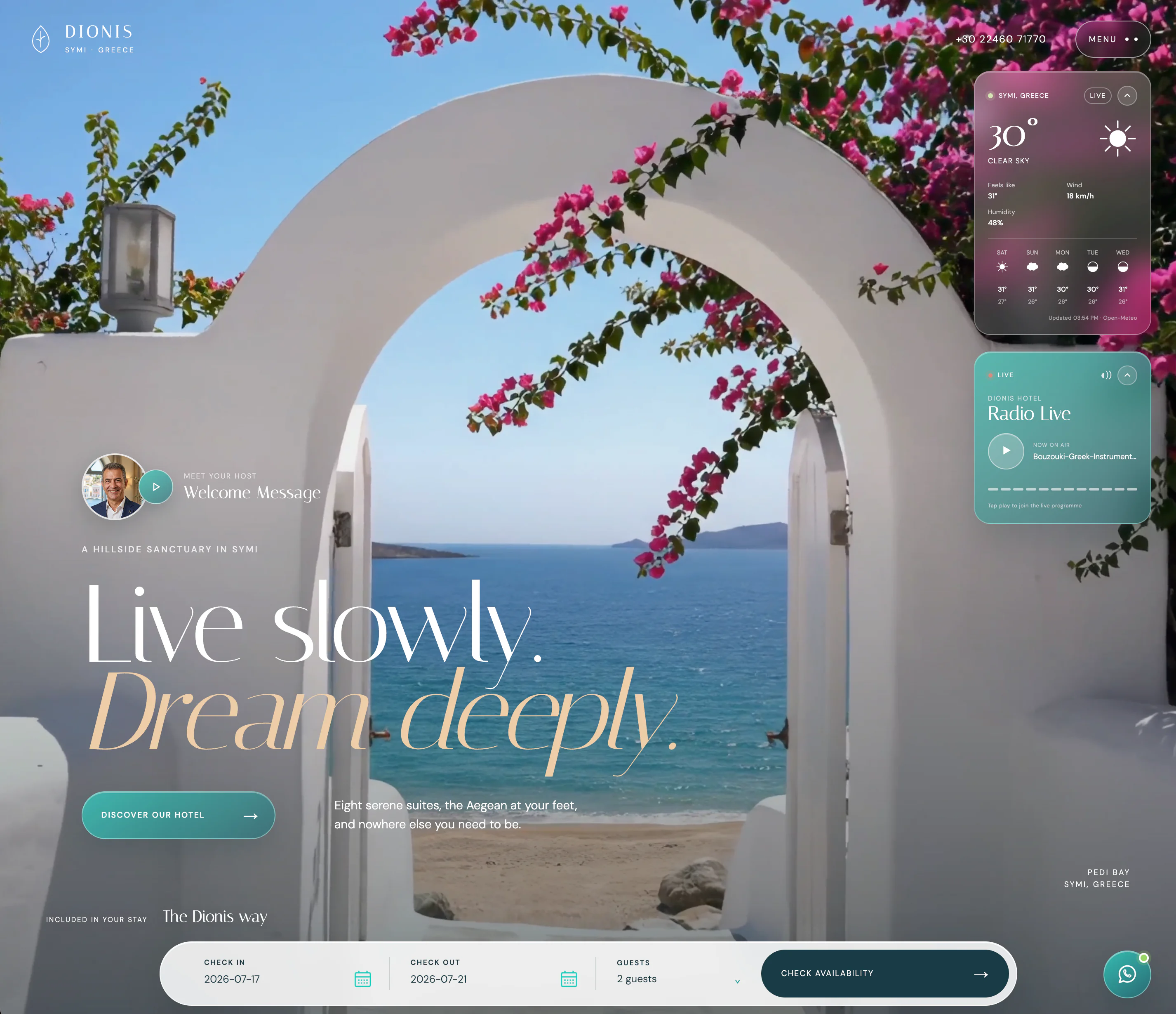 Dionis Greek hotel template website preview